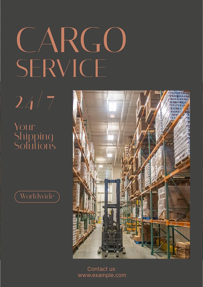 Cargo service poster template, editable text & design