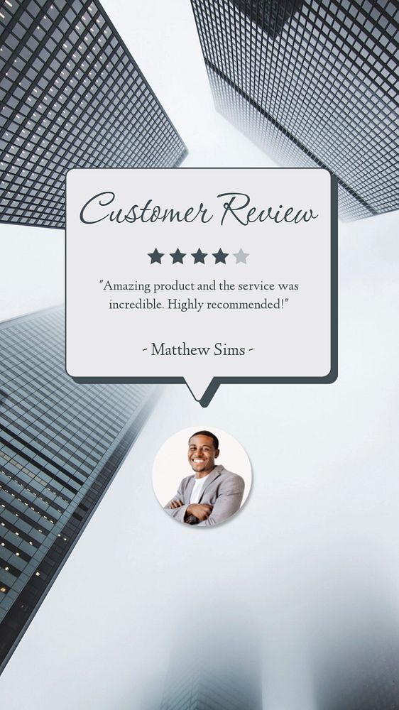 Customer review  Instagram story template, editable text