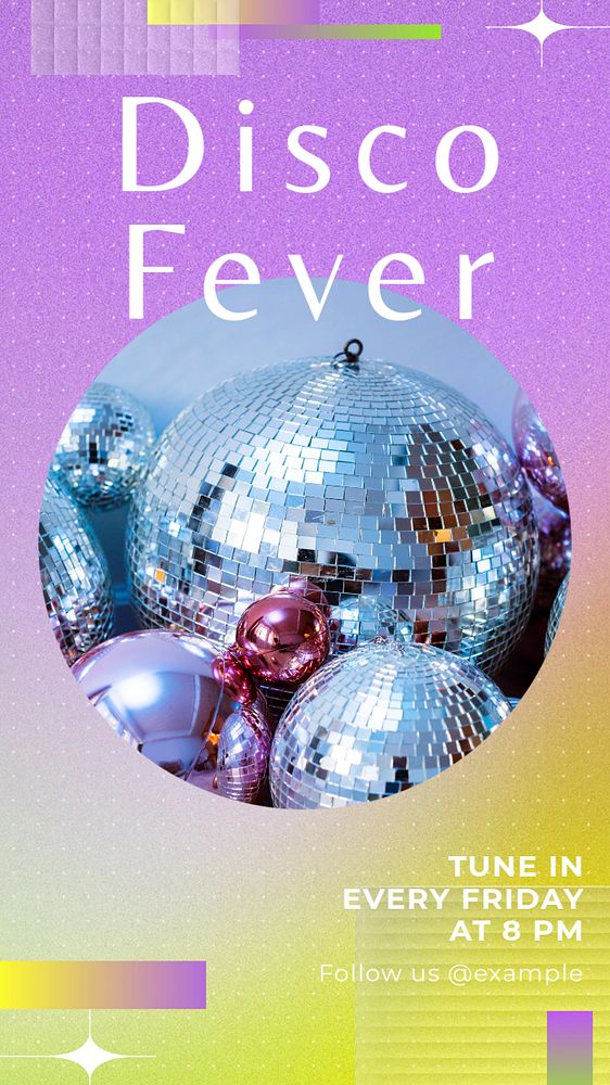 Disco fever  Instagram story template, editable text