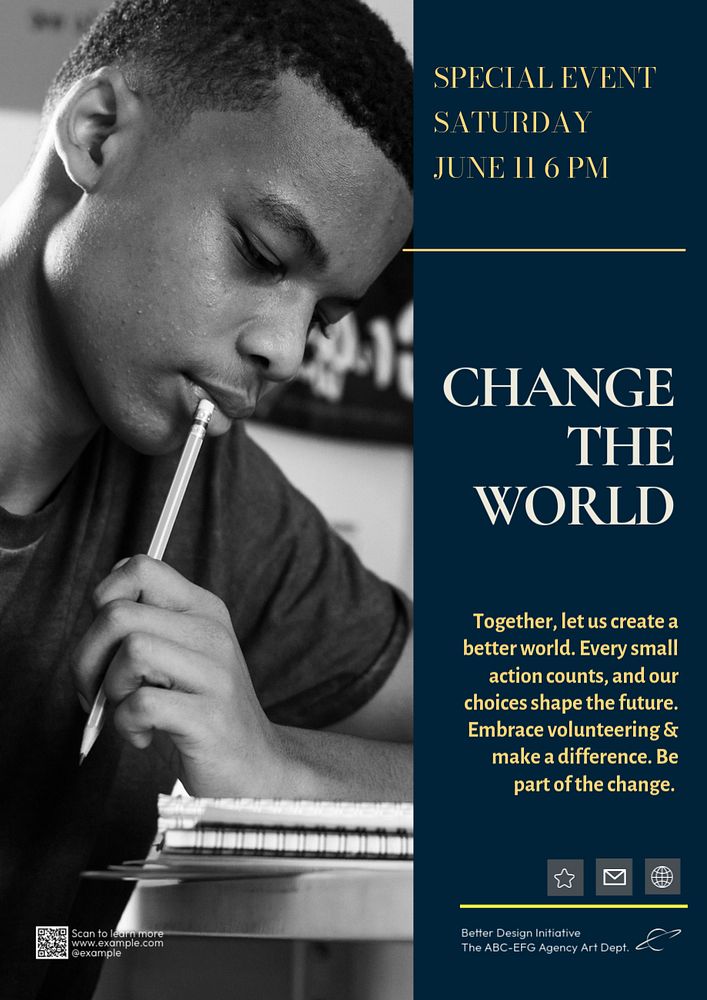 Change the world  poster template, editable text and design