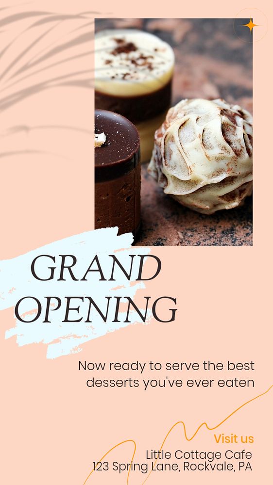 Bakery grand opening  Instagram story template, editable text