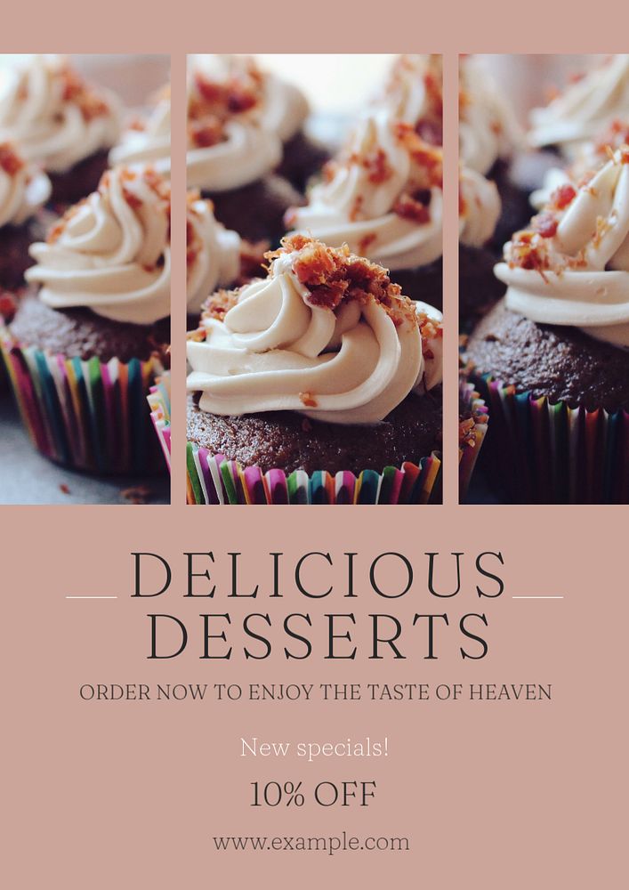 Delicious dessert poster template, editable text & design