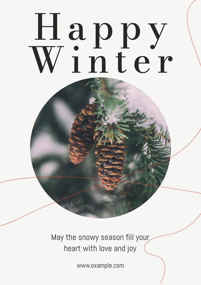 Happy winter  poster template, editable text & design