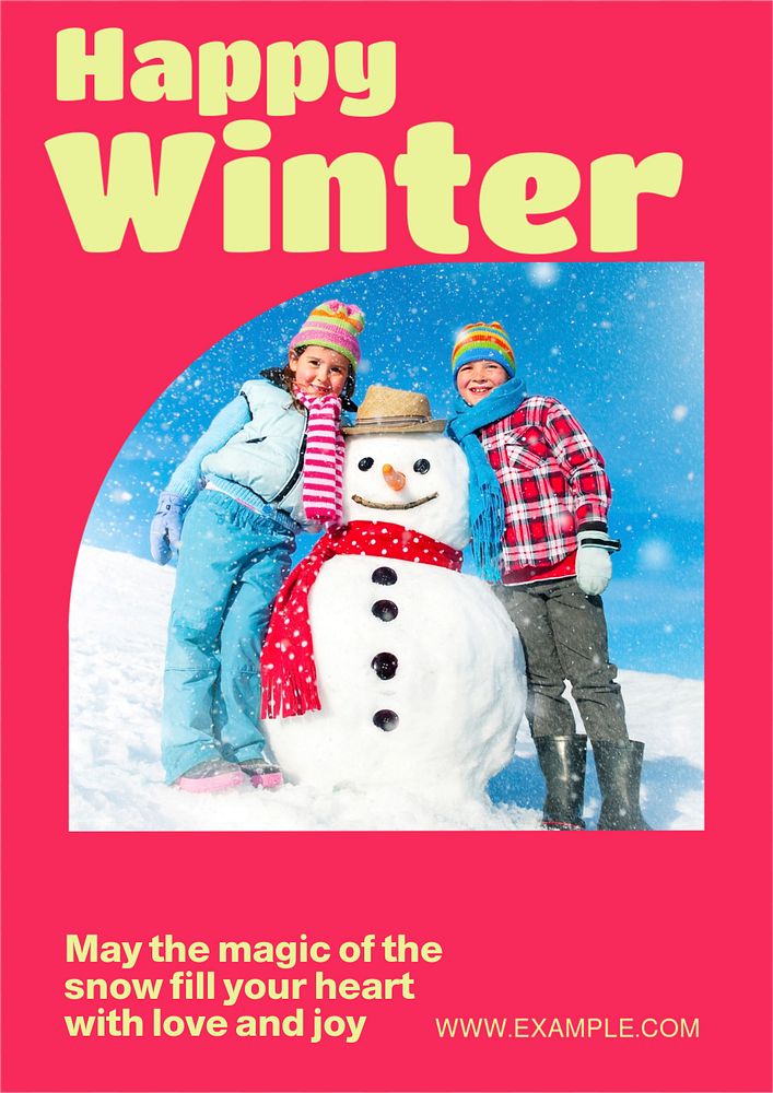 Happy winter poster template, editable text & design