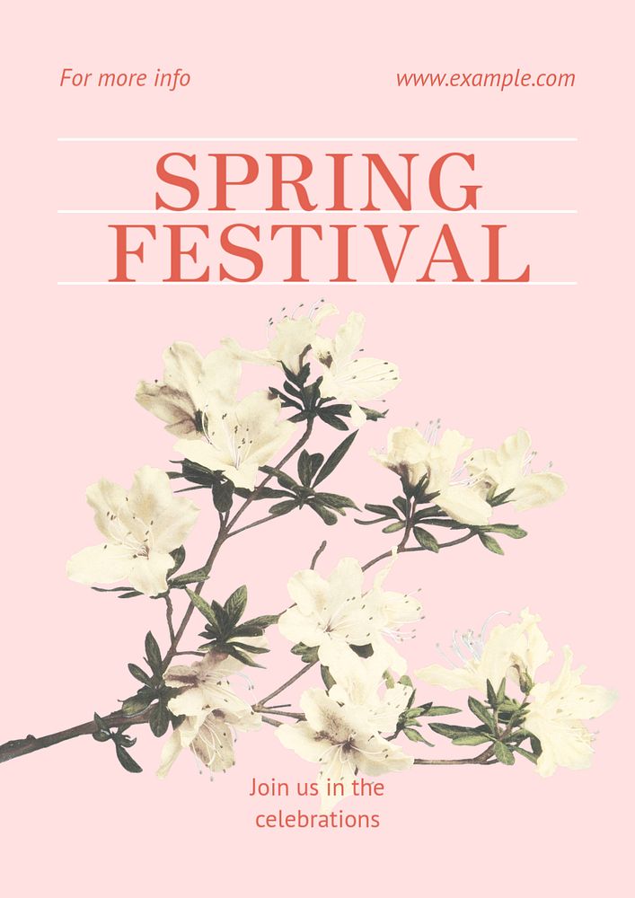 Spring festival poster template, editable text & design