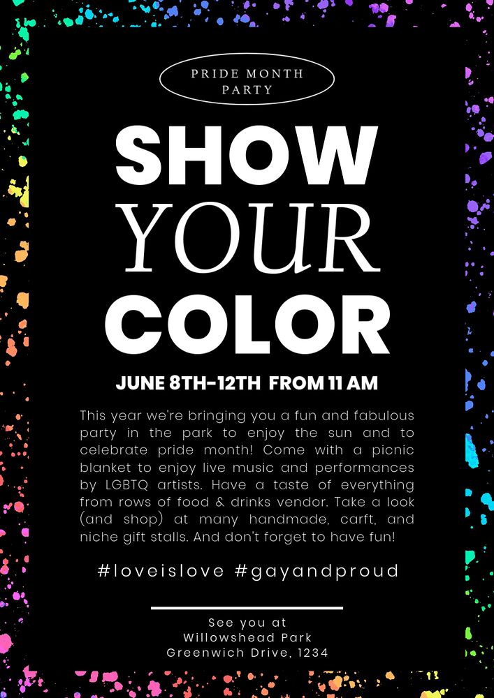 Pride quote poster template, editable text & design