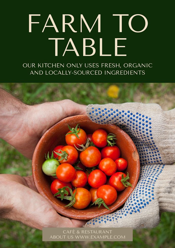 Farm to table poster template, editable text & design