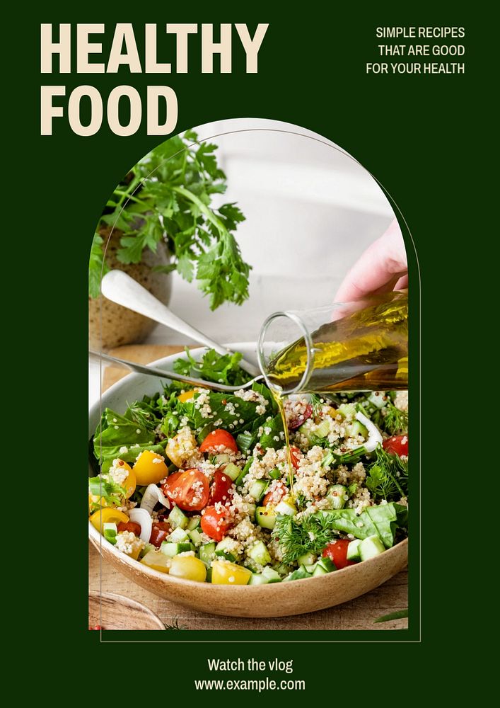 Healthy food poster template, editable text & design