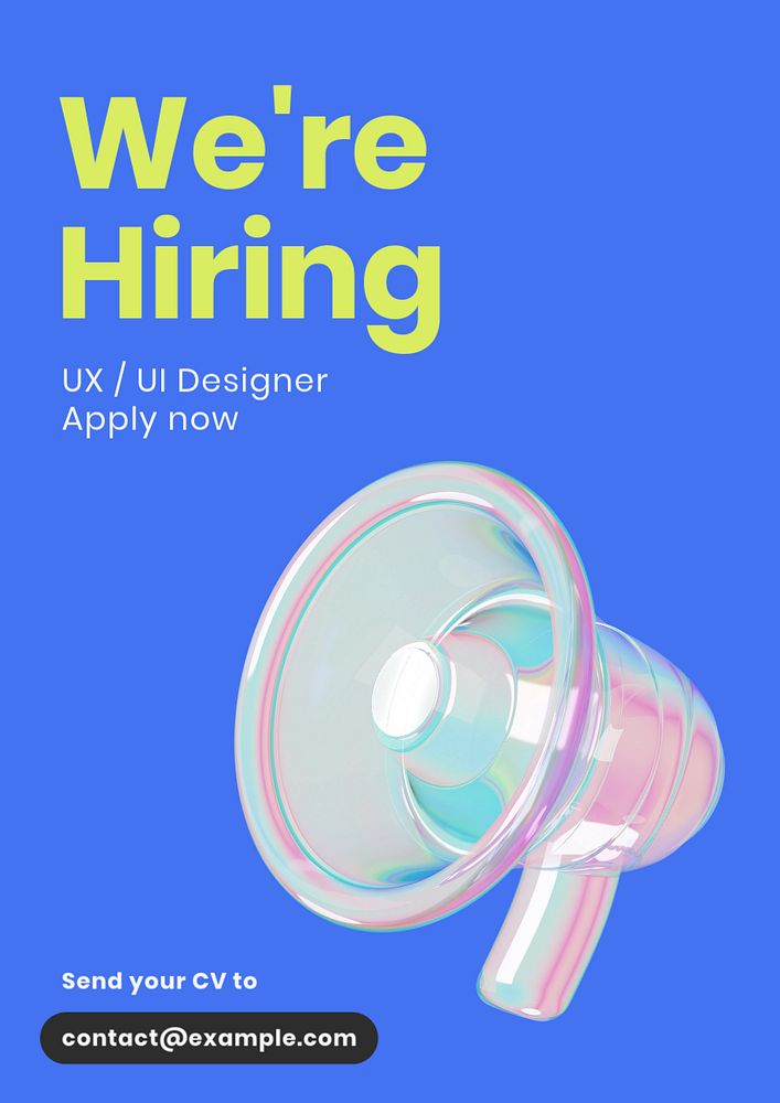 We're hiring poster template, editable text & design