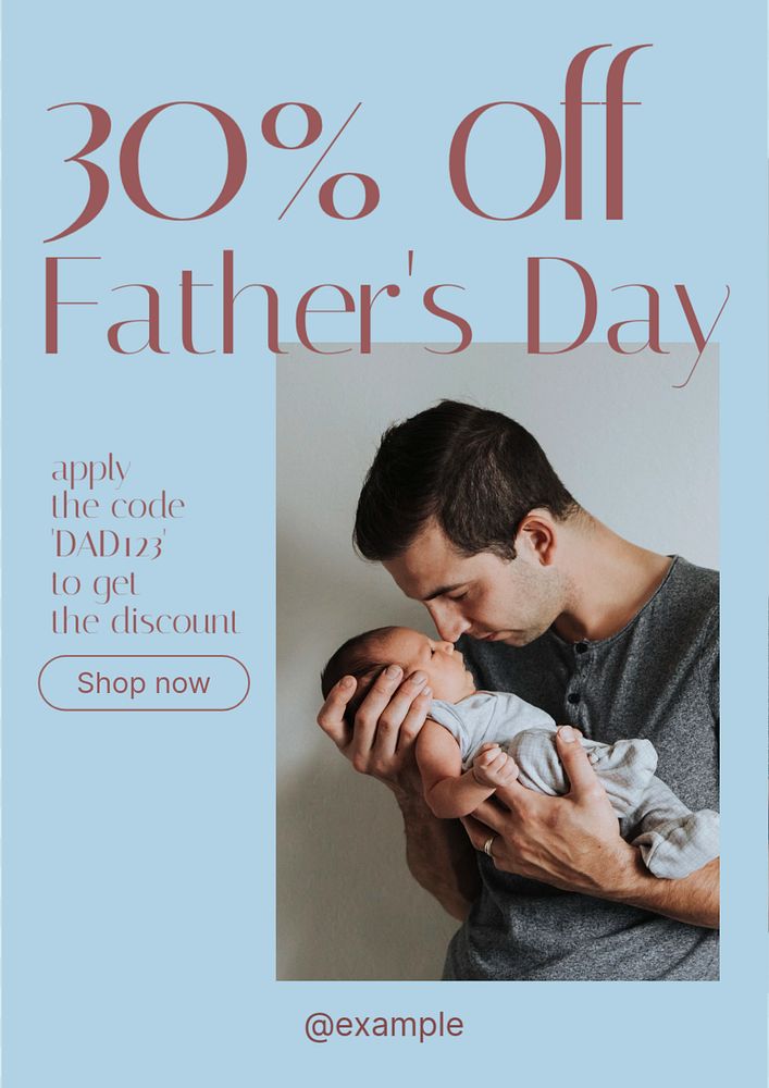 Father's day sale poster template, editable text & design