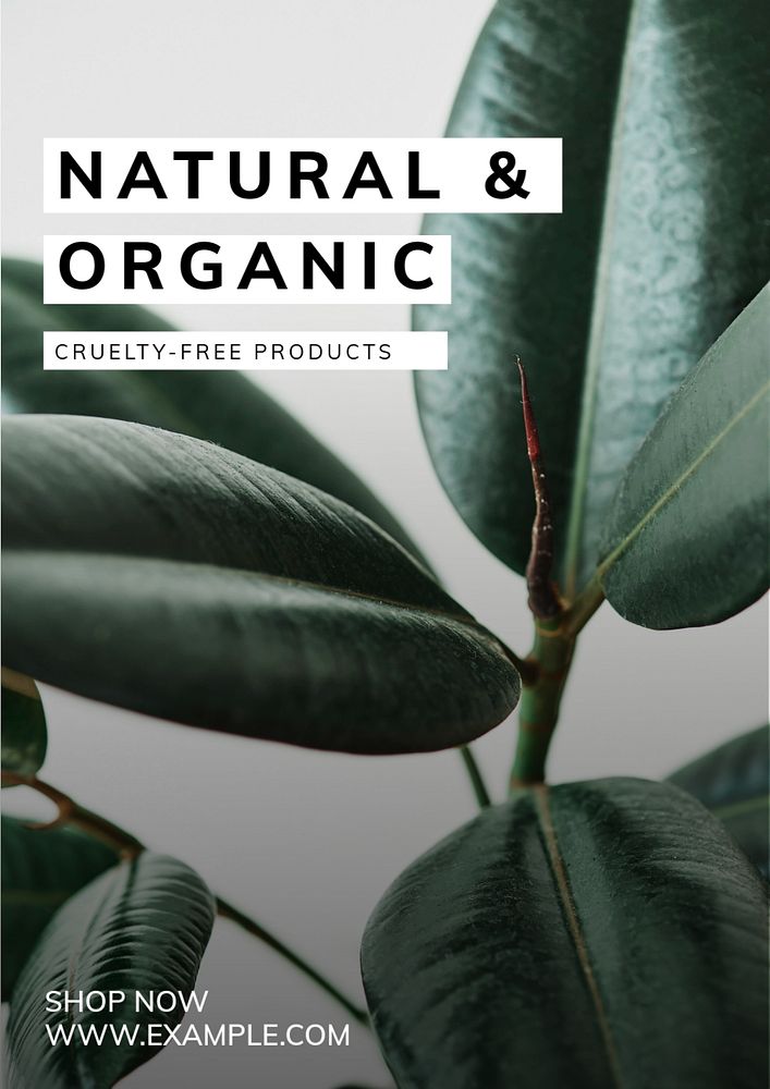 Natural & organic poster template, editable text & design