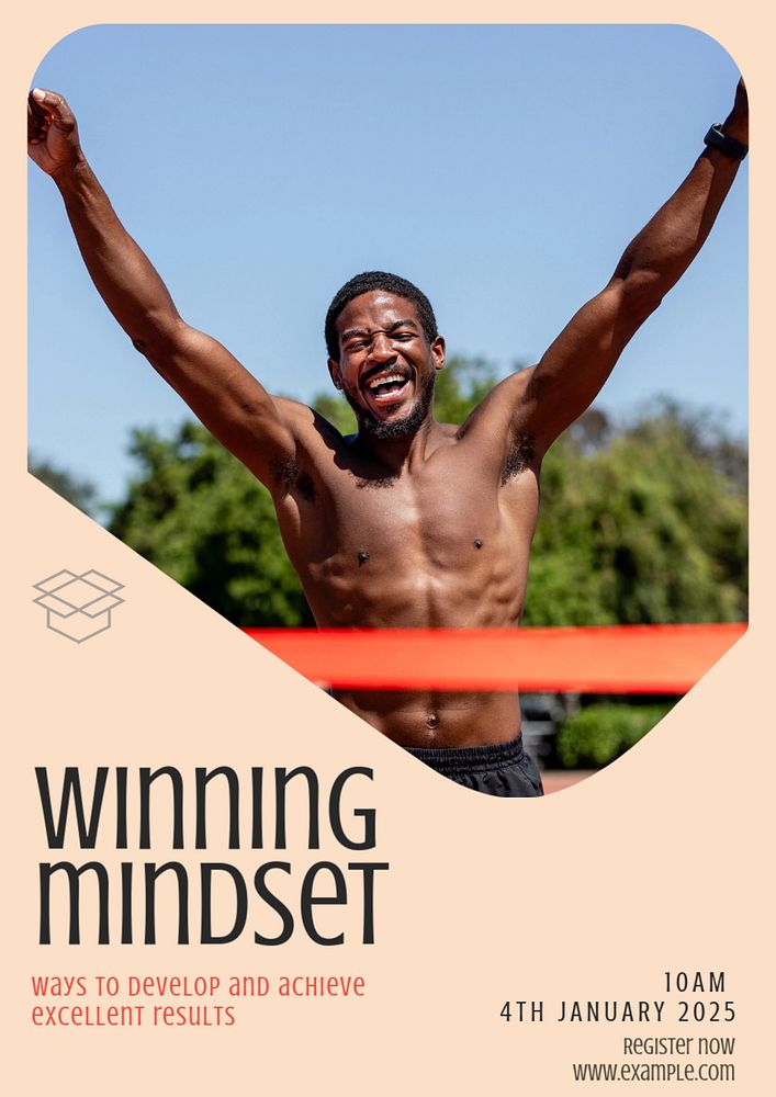 Winning mindset  poster template, editable text & design