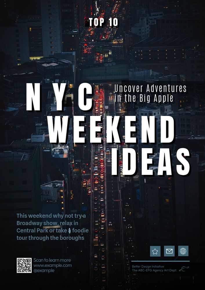 Weekend nyc poster template, editable text & design