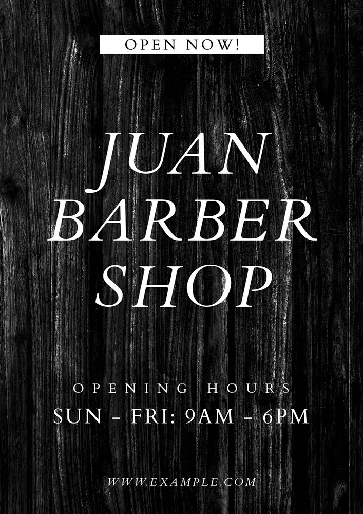 Barber shop poster template, editable text & design