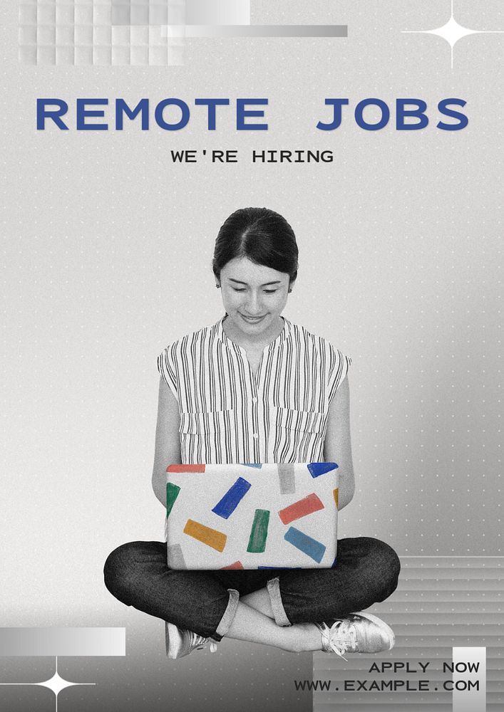 Remote jobs poster template, editable text & design