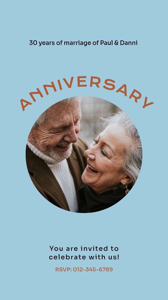 Marriage anniversary  Instagram story template, editable text