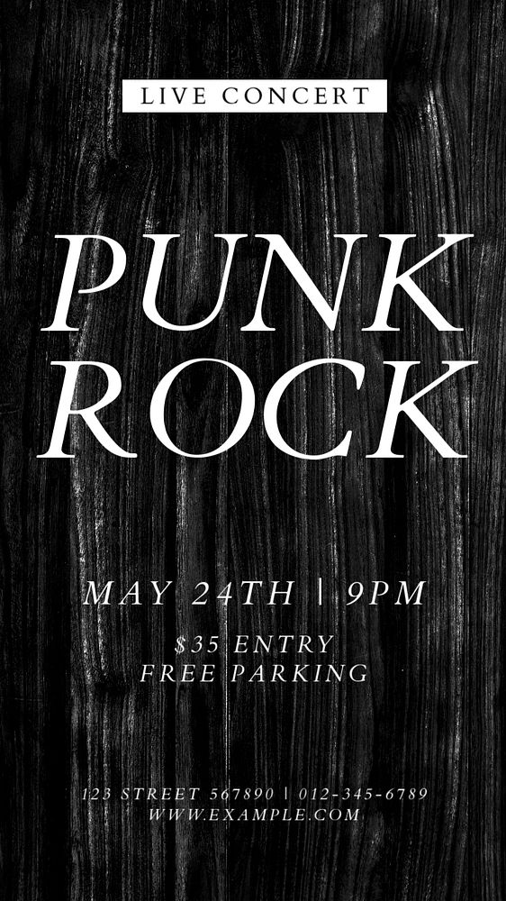 Punk rock live concert Instagram story template, editable text