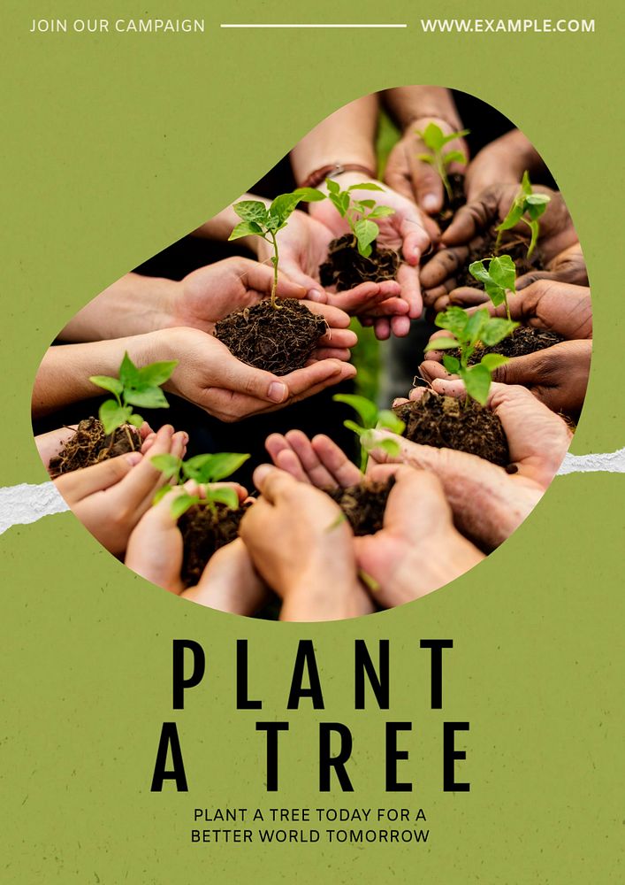 Plant a tree poster template, editable text & design