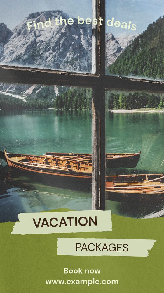 Vacation packages  Instagram story template, editable text