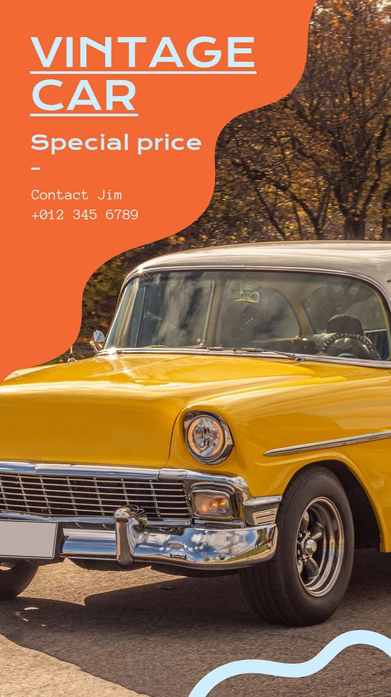 Vintage car sale  Instagram story template, editable text