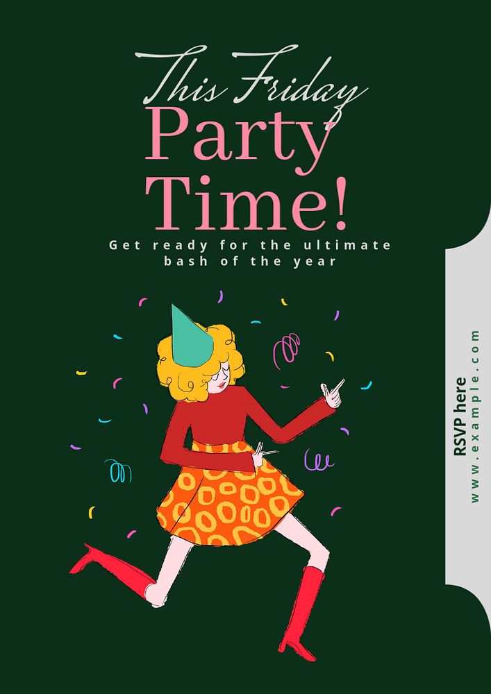 Party time  poster template, editable text & design