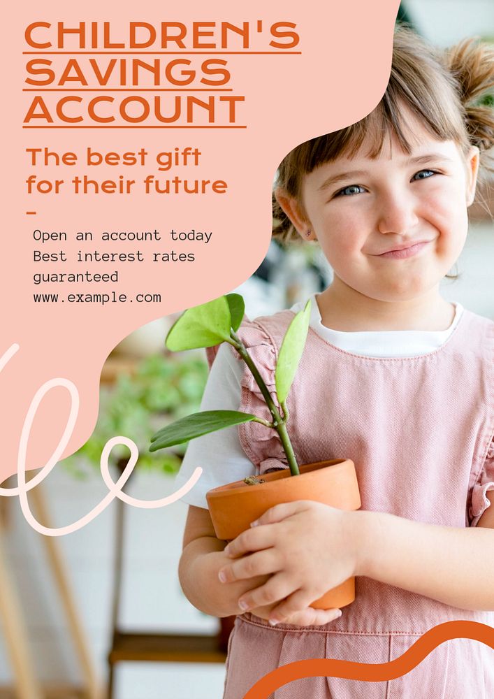 Kid's savings account  poster template, editable text & design