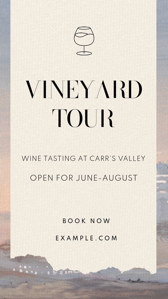 Vineyard tour Instagram story template, editable text