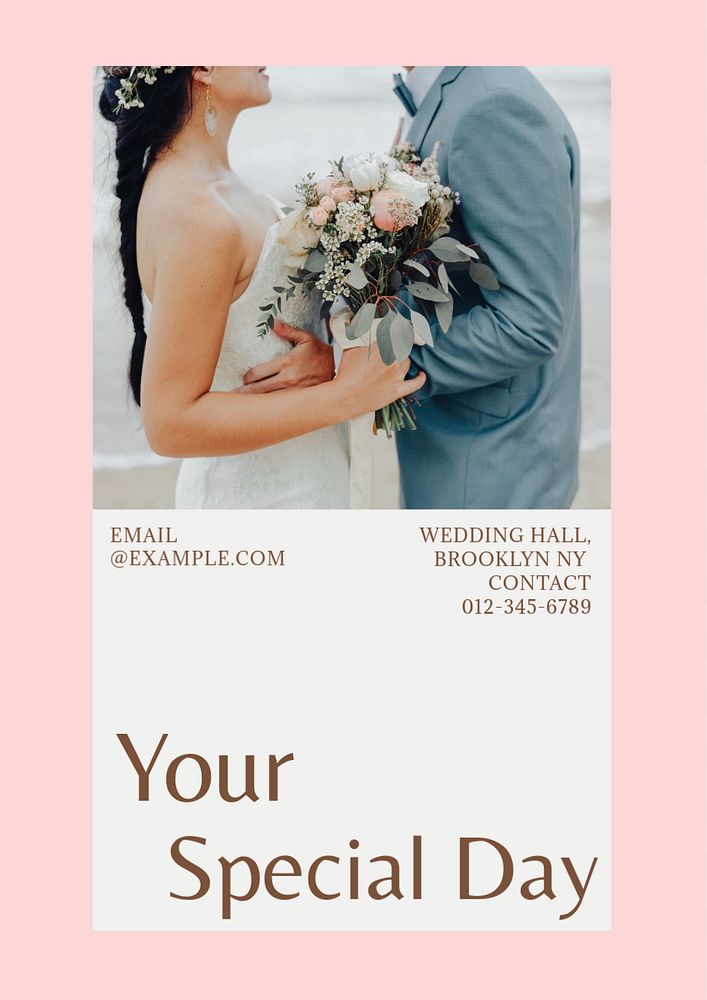 Wedding hall advertisement poster template, editable text & design