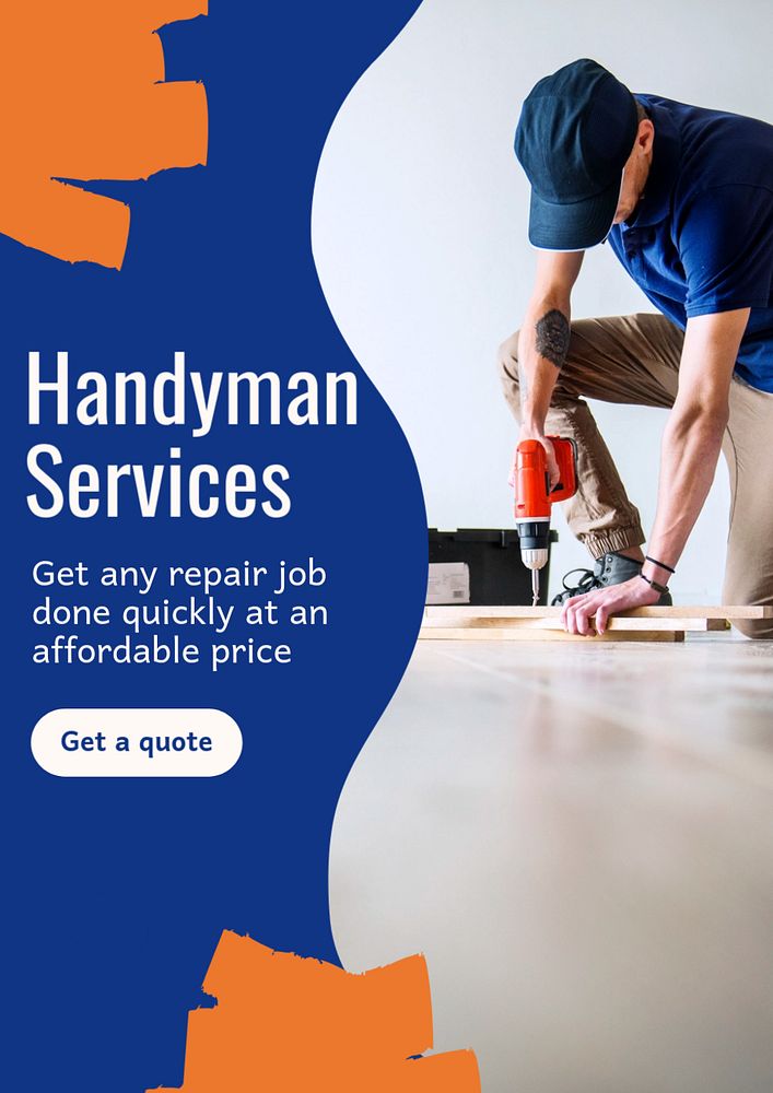 Handyman services  poster template, editable text & design