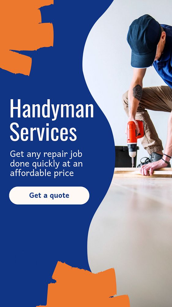 Handyman services  Instagram story template, editable text