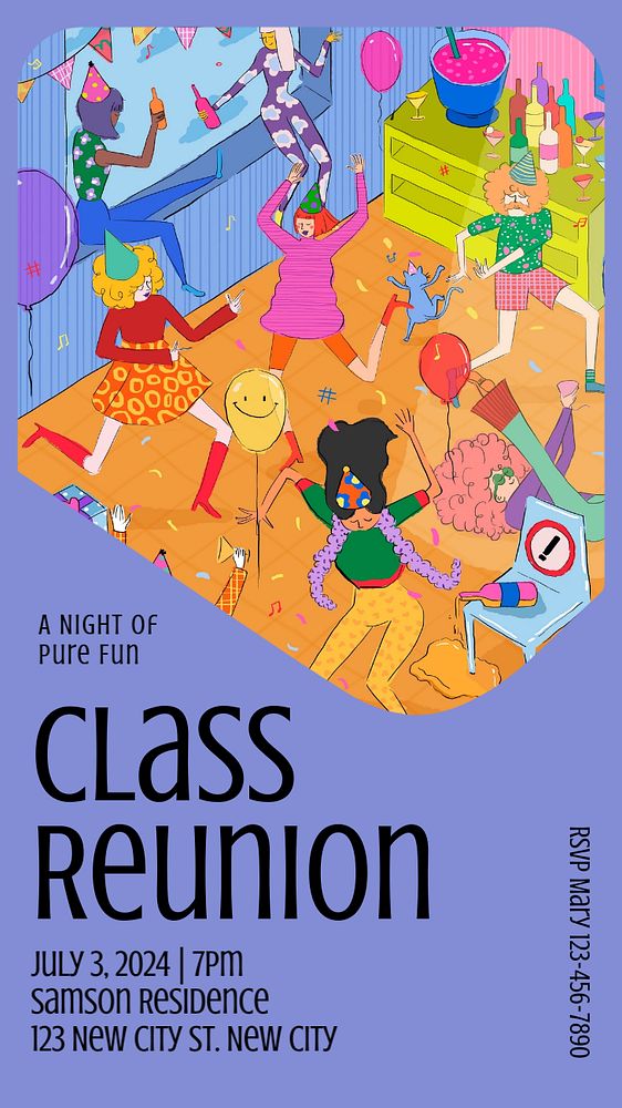 Class reunion  Instagram story template, editable text