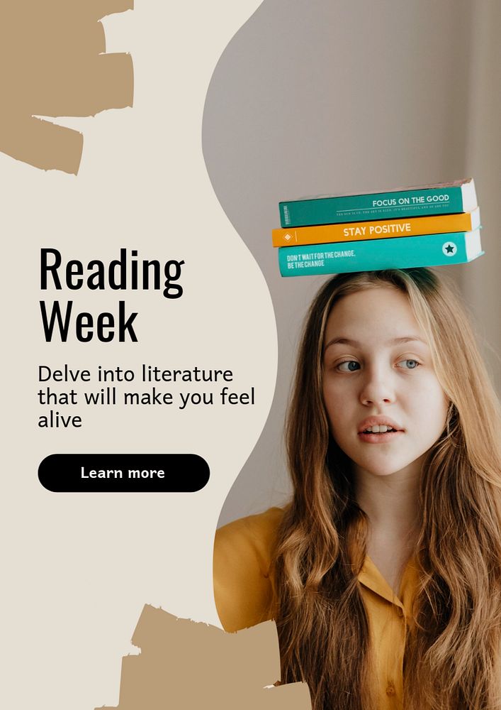 Reading week poster template, editable text & design