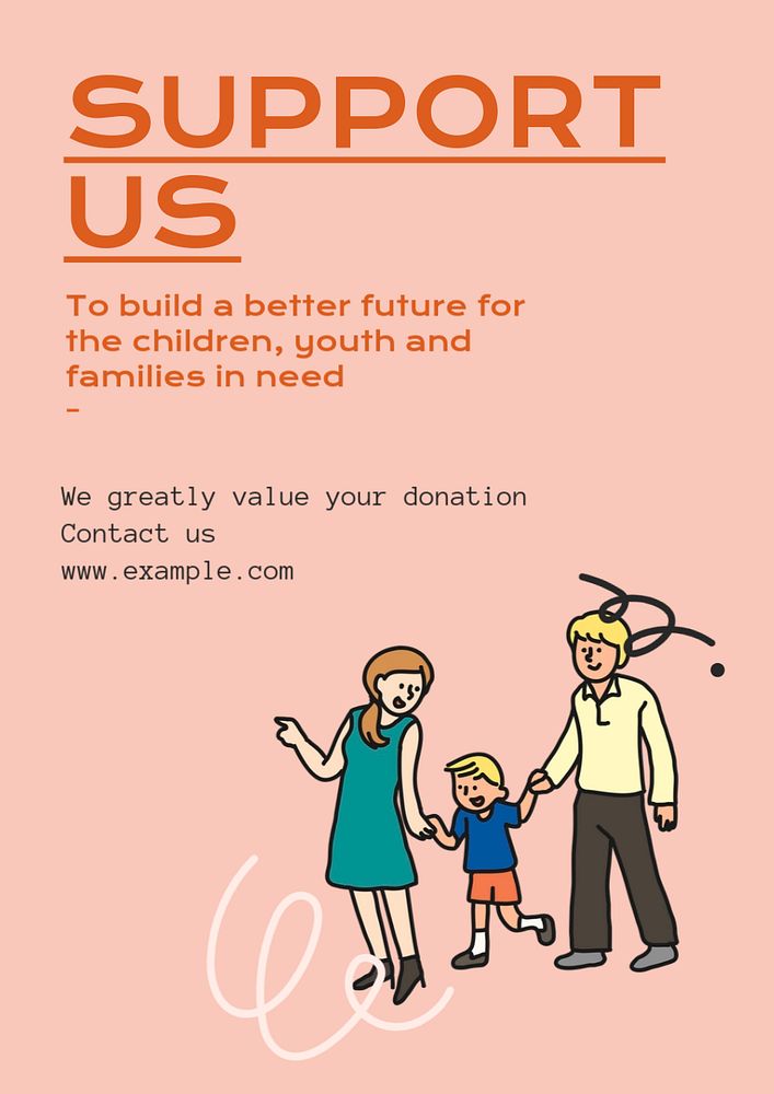 Donation  poster template, editable text & design