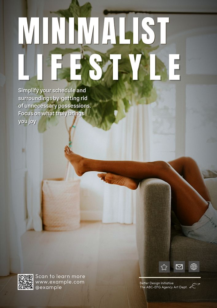 Minimalist lifestyle poster template, editable text & design