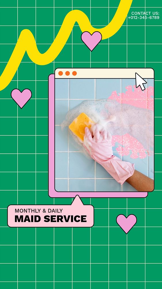 Maid service Facebook story template, editable design