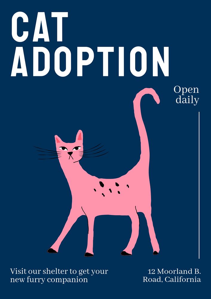 Cat adoption  poster template, editable text & design