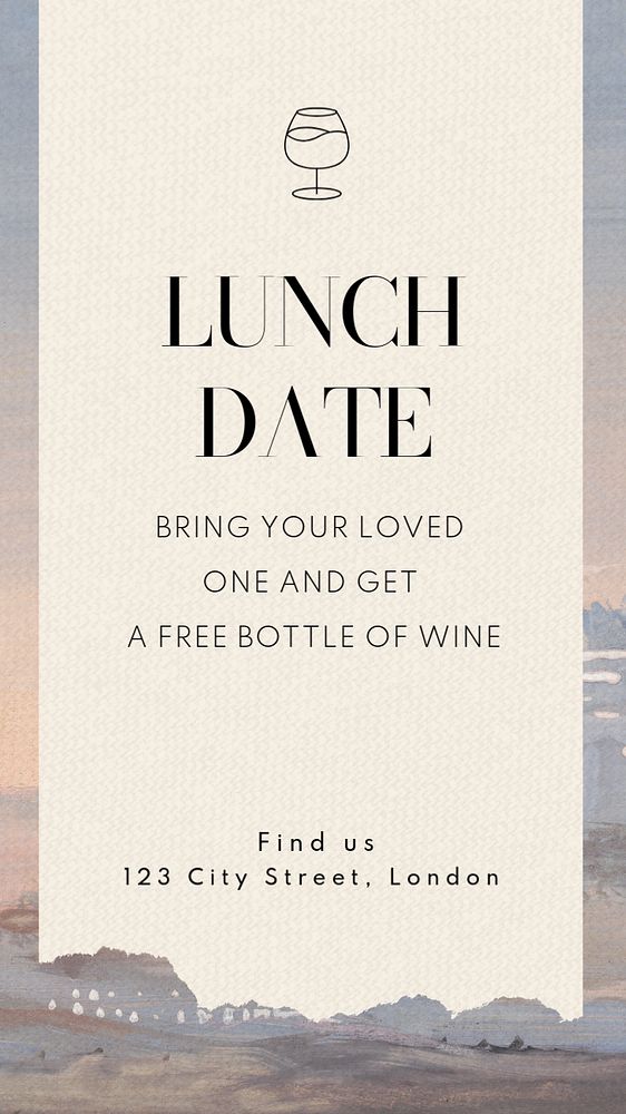 Lunch date Instagram story template, editable text