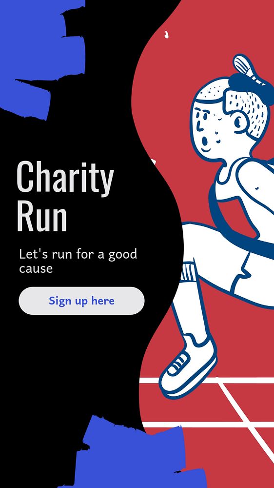 Charity run Instagram story template, editable text