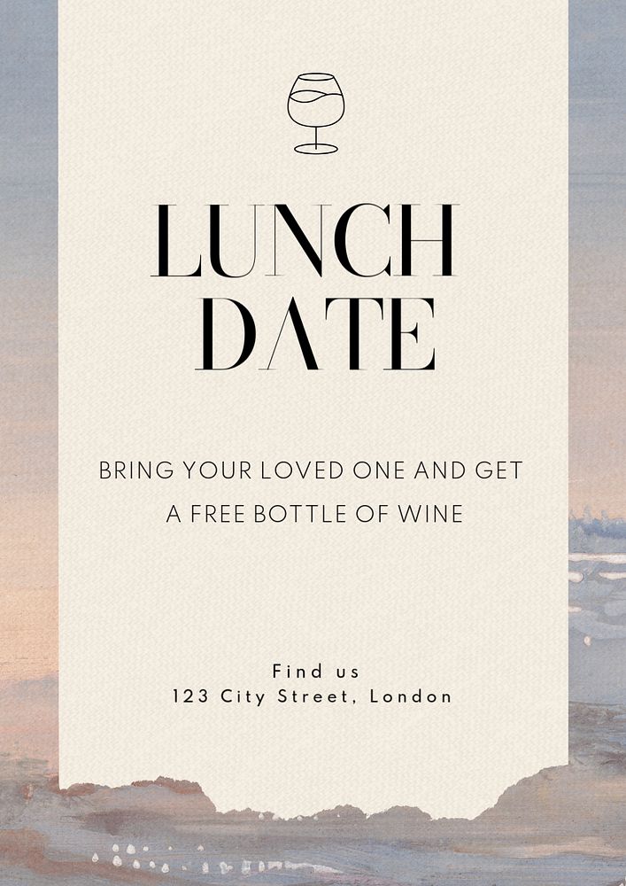 Lunch date poster template, editable text & design