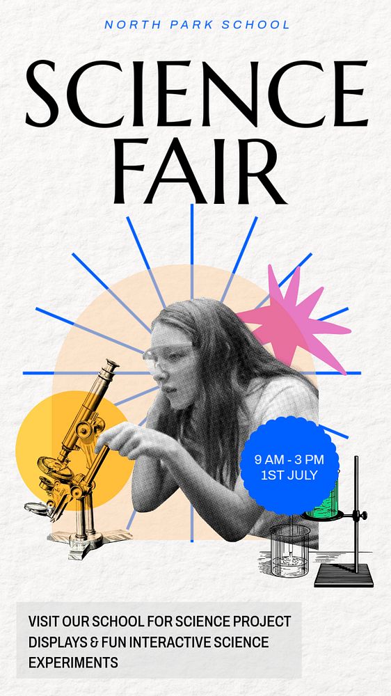 School science fair Instagram story template, editable text