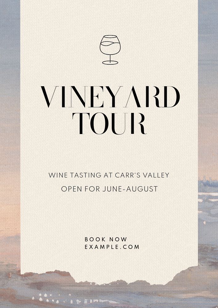 Vineyard tour poster template, editable text & design