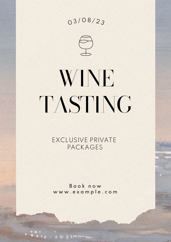 Wine tasting poster template, editable text & design