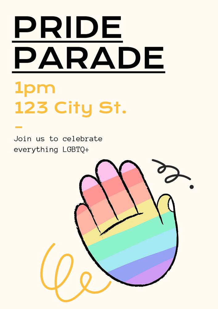 Pride parade  poster template, editable text & design