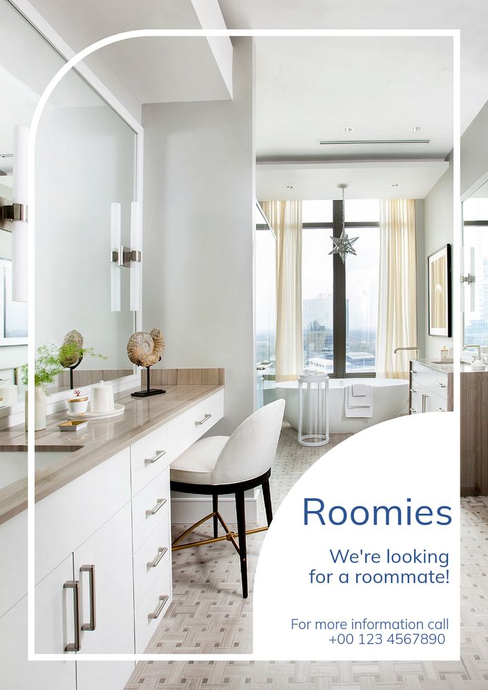 Roomies poster template, editable text & design poster template, editable text & design