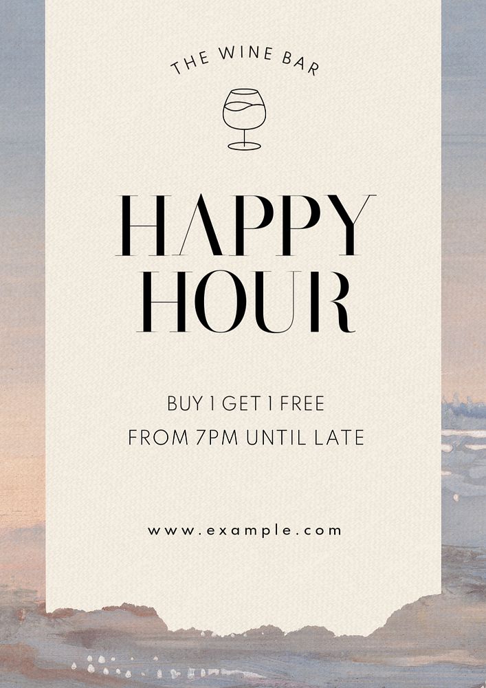 Happy hour poster template, editable text & design