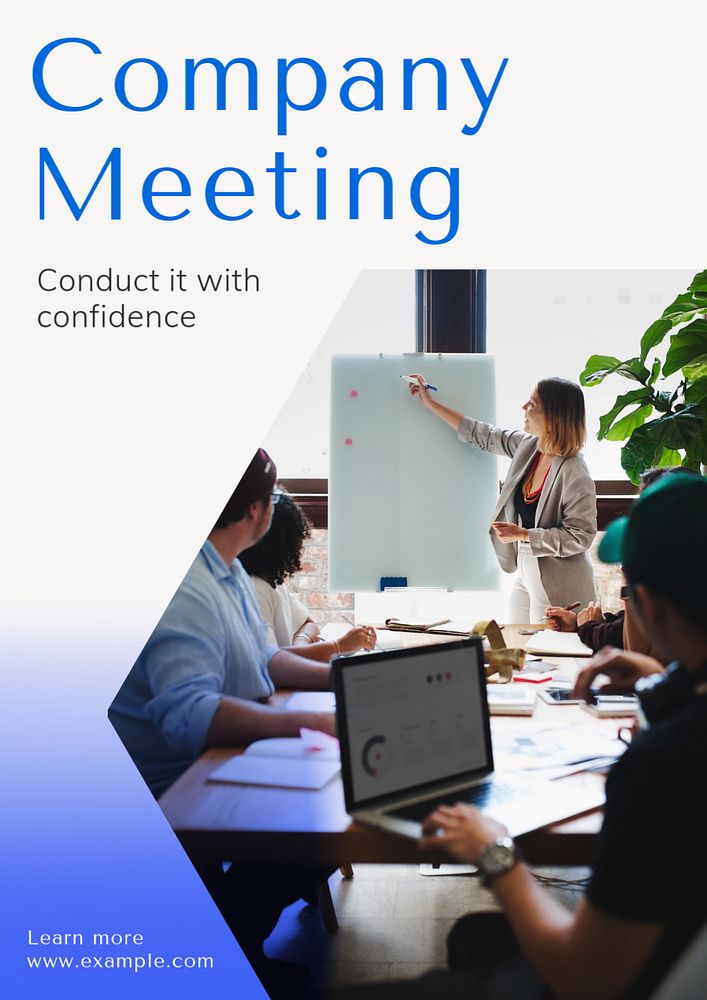 Company meeting poster template, editable text & design