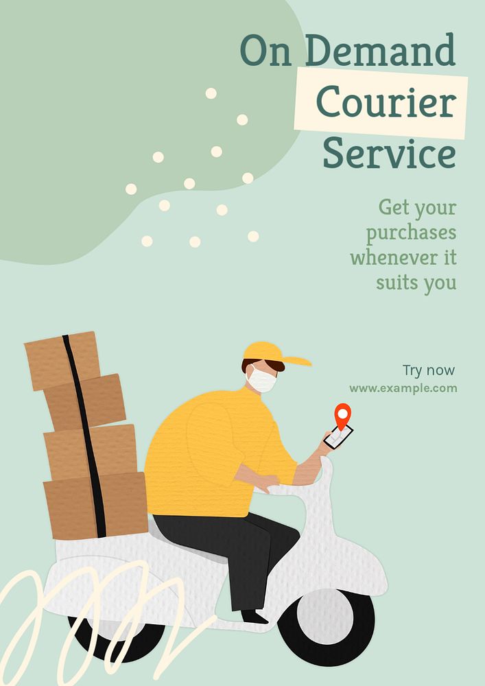 Courier service  poster template, editable text & design