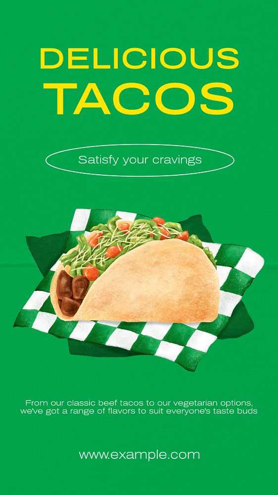 Delicious tacos  Instagram story template, editable text