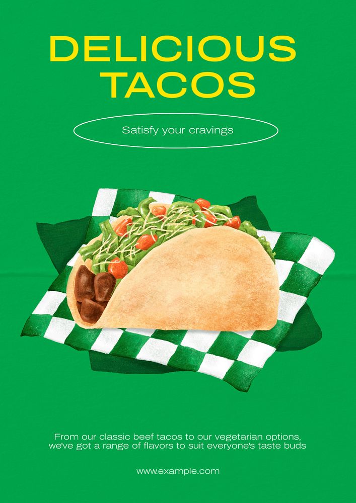 Delicious tacos  poster template, editable text & design