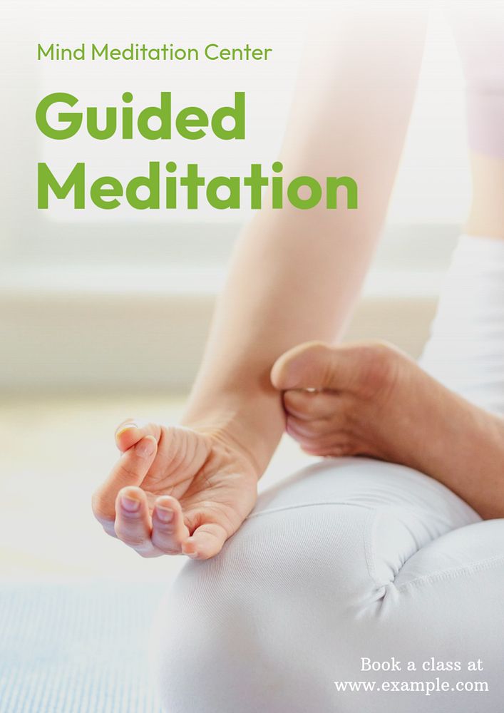 Guided meditation poster template, editable text & design